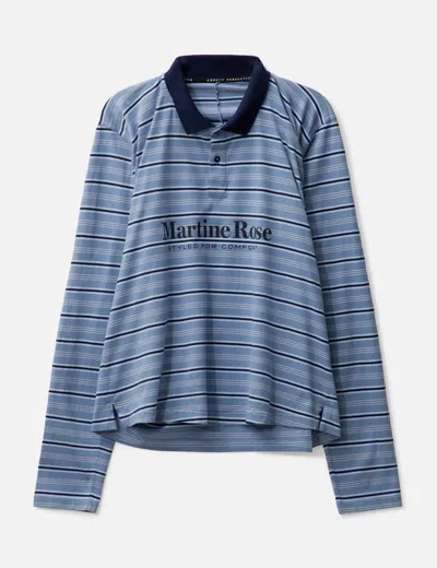 Martine Rose Long Sleeve Pulled Neck Polo In Blue