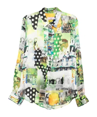 Martine Rose Graphic-print Long-sleeve Shirt In Green