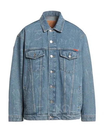Martine Rose Man Denim Outerwear Blue Size M Cotton