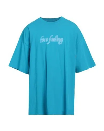 Martine Rose Man T-shirt Azure Size S Cotton In Blue