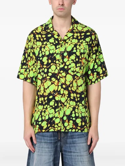 MARTINE ROSE MARBLE-PATTERN SHORT-SLEEVE SHIRT