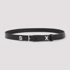 Martine Rose Buckled Logo Leather Belt In Blk Black