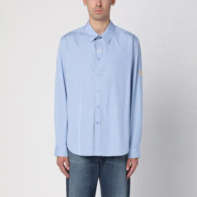 MARTINE ROSE MEN'S BLUE STRIPED COTTON SHIRT