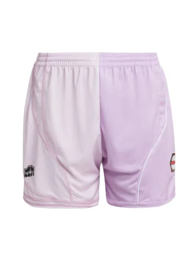 Martine Rose Half & Half Lilac Polyester Football Shorts In White