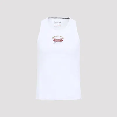 Martine Rose Cotton Blend Sleeveless Vest Ribbed Neckline In White