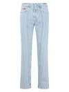 Martine Rose Light Blue Pinstripe Straight Leg Jeans In Blue