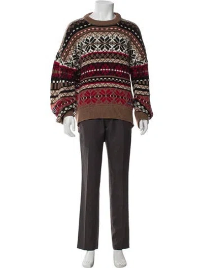 Pre-owned Martine Rose Merino Wool Graphic Print Pullover In Brown