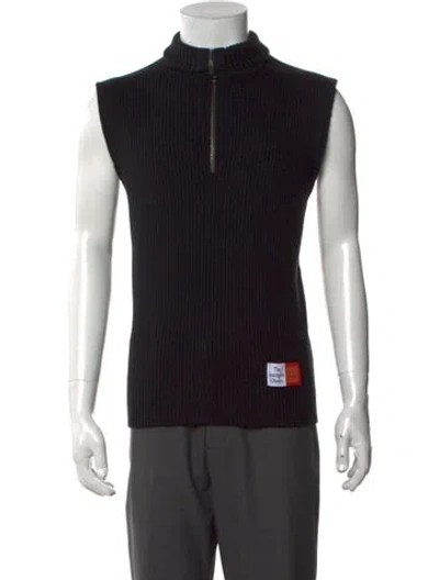 Pre-owned Martine Rose Merino Wool Mock Neck Pullover In Black