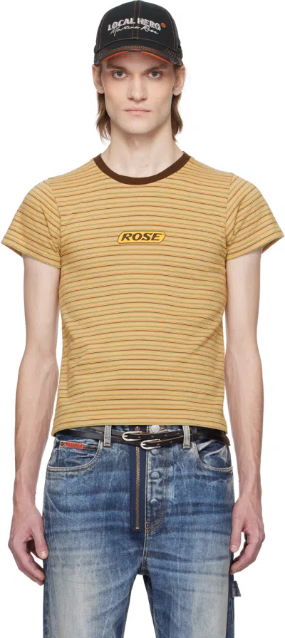 Martine Rose Multicolor Shrunken T-shirt In Multicolour Stripe