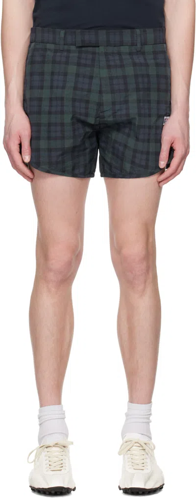 MARTINE ROSE NAVY & GREEN TAILORED GYM SHORTS