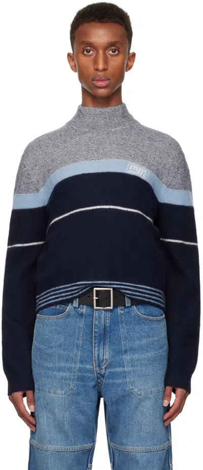 Martine Rose Navy Pilling Turtleneck In Blue Navy