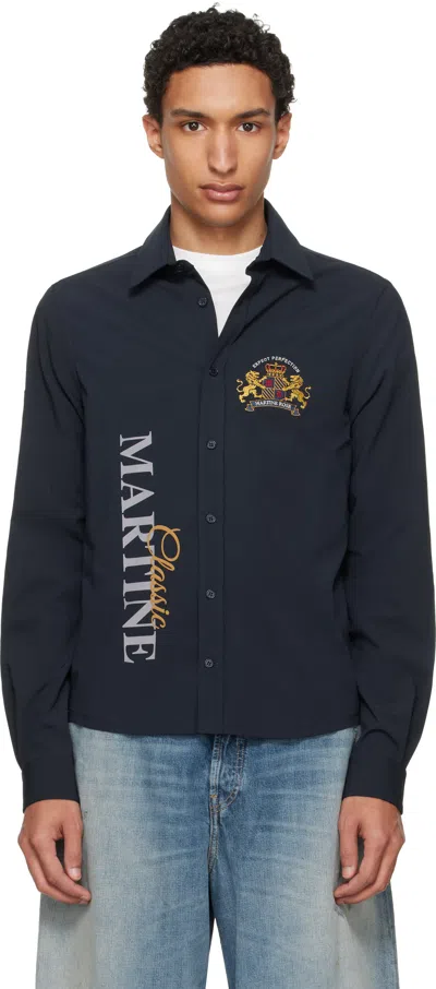 Martine Rose Navy Sleazy Sports Shirt In Blue