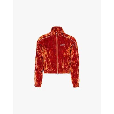 Martine Rose Shrunken Tracksuit Crinkled-velvet Regular-fit Woven-blend Jacket Orange Apricot