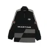 Martine Rose Panelled Logo-emblem Zip-up Sweater In Black