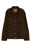 Shop Martine Rose Oversize Denim Trucker Jacket In Orange Laser