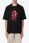 Martine Rose Oversized Black T-shirt Celebration With Print In Black