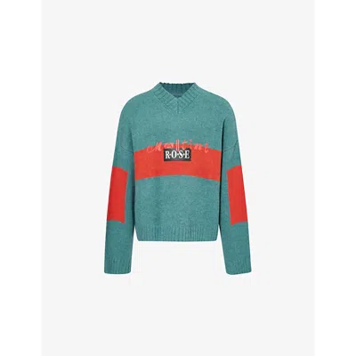 Martine Rose Oversized-fit V-neck Wool Jumper Green