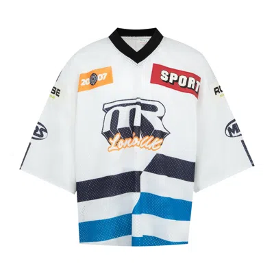 Pre-owned Martine Rose Oversized Hockey Top 'white/blue' | Men's Size L