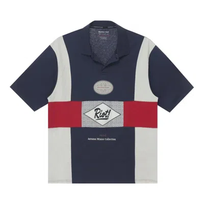 Pre-owned Martine Rose Oversized Panelled Polo 'navy Blue' | Men's Size M