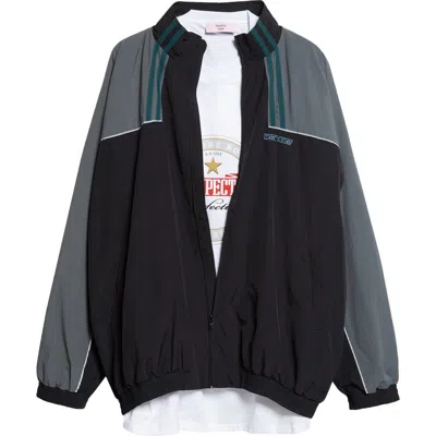 Martine Rose Paneled Nylon Track Jacket With Graphic T-shirt Lining In Multi