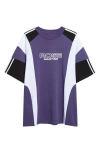 Martine Rose Purple Indigo Blue Cotton Oversized Panelled T-shirt In Purple