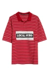 MARTINE ROSE MARTINE ROSE PANELED OVERSIZE STRIPE COTTON PIQUÉ POLO