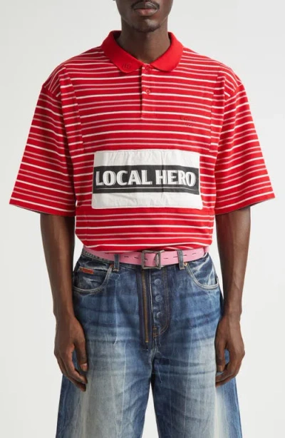 MARTINE ROSE MARTINE ROSE PANELED OVERSIZE STRIPE COTTON PIQUÉ POLO