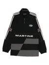 Martine Rose Panelled Logo-emblem Zip-up Sweater In Black