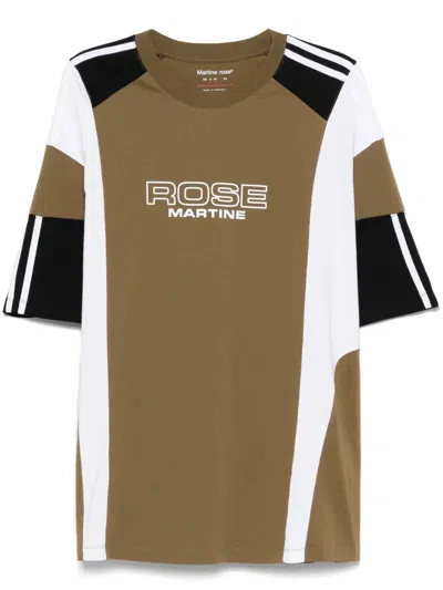 Martine Rose Oversize Panelled T-shirt In Green Khaki Rose Outline