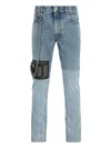 Martine Rose Patchwork Chain Straight Leg Jeans In Blue