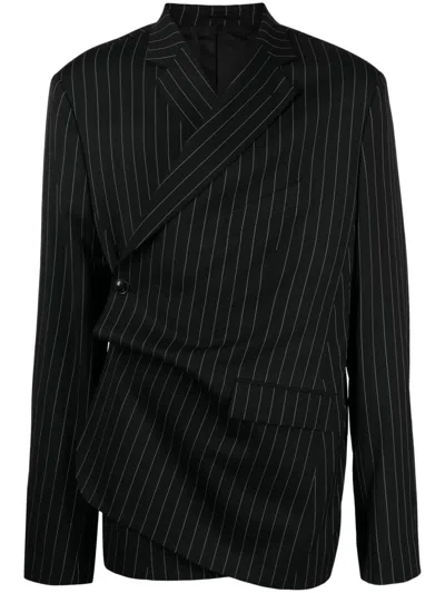 Martine Rose Oversize Wool Blend Wrap Jacket In Black