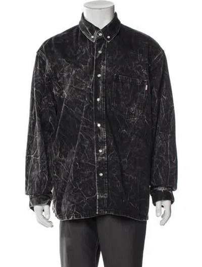 Pre-owned Martine Rose Plaid Print Denim Jacket In Black
