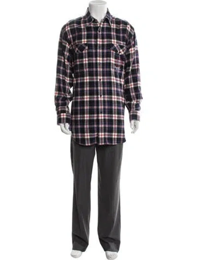 Pre-owned Martine Rose Plaid Print Long Sleeve Shirt In Blue