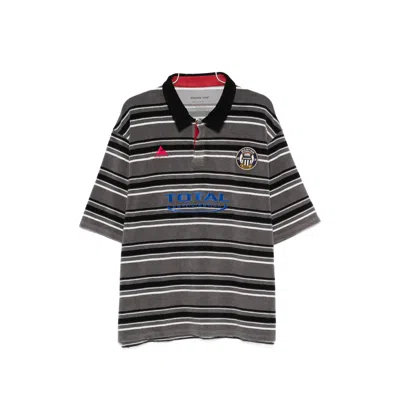 Martine Rose Striped Logo Polo Shirt In Gray