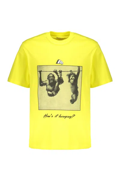 Martine Rose Printed Cotton T-shirt In Yellow