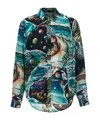 Martine Rose Green Turquoise Space Classic Graphic-print Regular-fit Woven Shirt In Blue