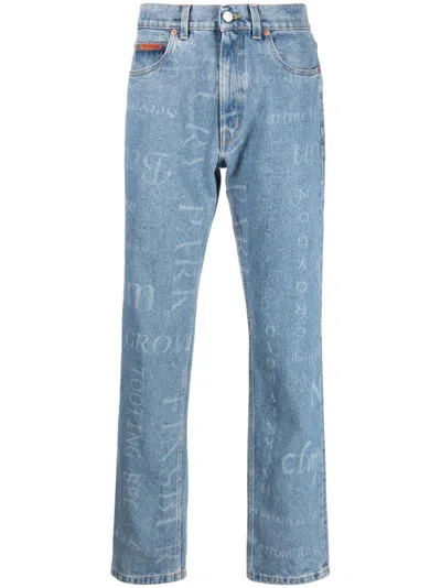 Martine Rose Printed Straight Leg Jeans In Blue