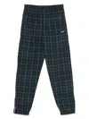 Martine Rose Track Pants With Check Pattern And Cuffed Hem In Blue