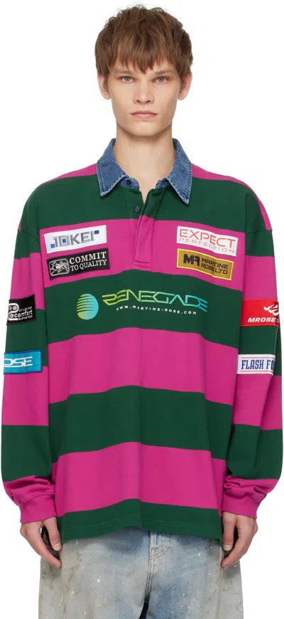 MARTINE ROSE PURPLE & GREEN RUGBY POLO