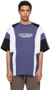 Martine Rose Purple Indigo Blue Cotton Oversized Panelled T-shirt In Blue
