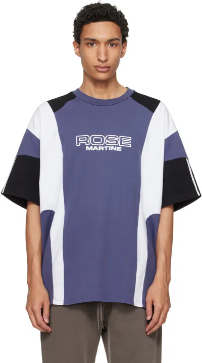 MARTINE ROSE PURPLE OVERSIZED PANELED T-SHIRT