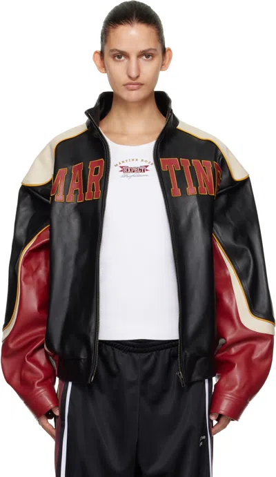 Martine Rose Red & Black Superbowl Leather Jacket In Multi
