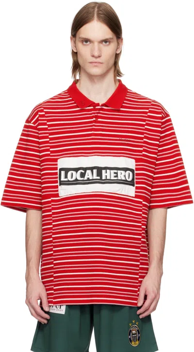 MARTINE ROSE RED OVERSIZED PANELLED POLO