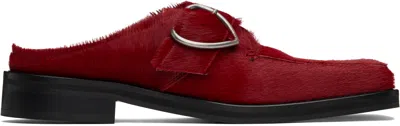 Martine Rose Red Square Toe Buckle Mules