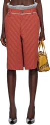 Martine Rose Red Twisted Skate Shorts In Redylw Red-yellow St
