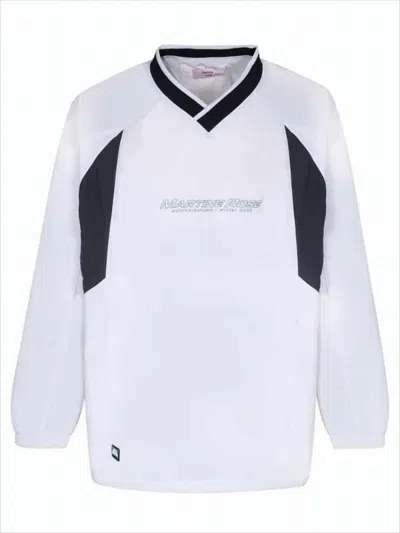 Martine Rose Relaxed Fit Long-sleeve T-shirt With V-neck In White