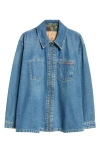 Martine Rose Reversible Zip-up Denim Jacket In Blue Camo Blu