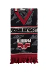 Martine Rose Logo-motif Fringed Scarf In Gray
