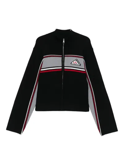 Martine Rose Ribbed Panelled Zip-up Jacket In Black