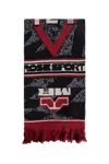 Martine Rose Logo-motif Fringed Scarf In Gray